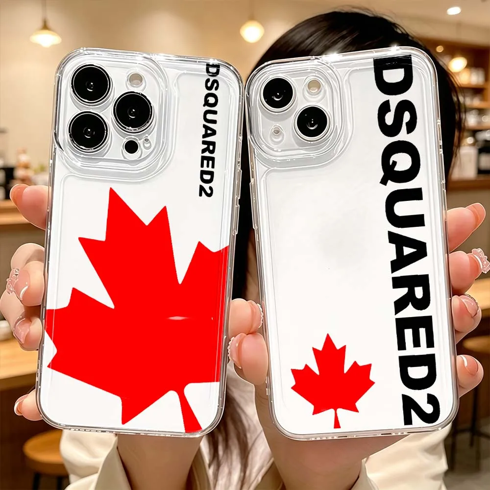 Luxury Design M-Maple Leaf Cover For Apple iPhone 17 Air 16 15 14 13 12 11 Pro Plus Max Protective Transparent Phone Case