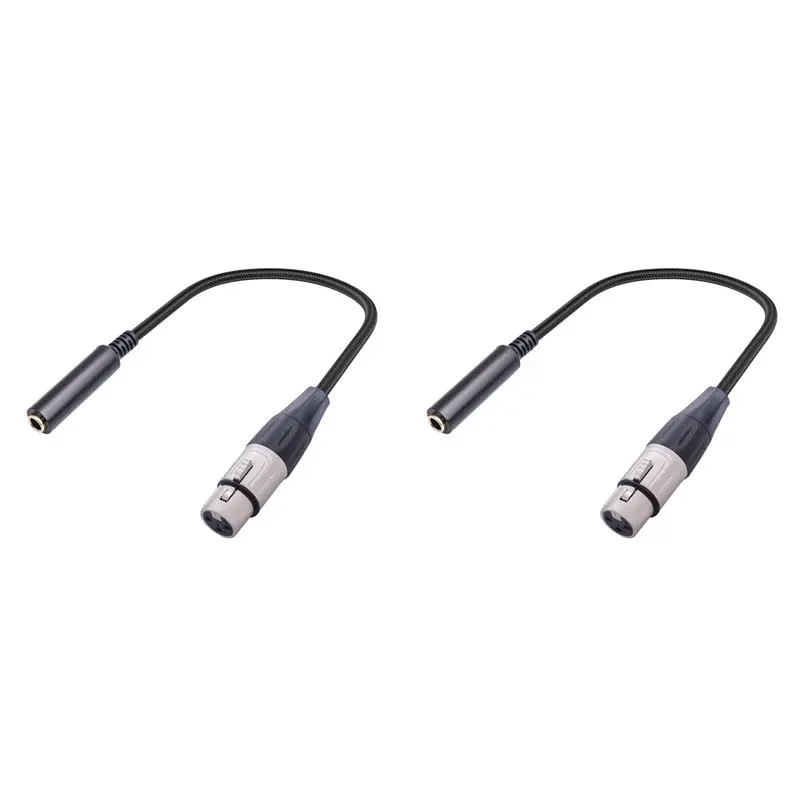 B76B XLR to 1/4 Cable Balanced XLR Female to 6.35mm Female Stereo Audio Adapter 3 Pin for Mixer Microphone 2Pcs
