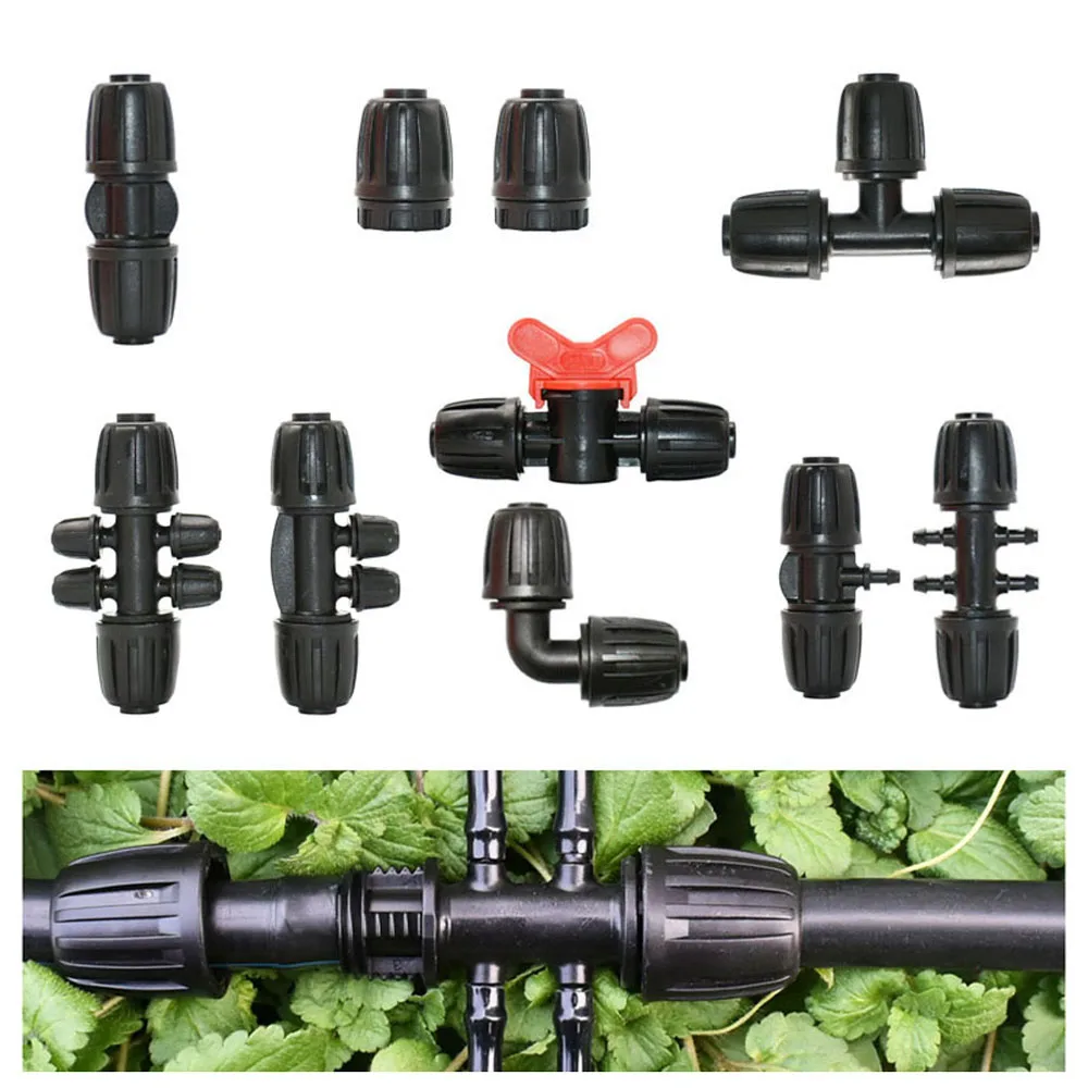 16/20/25mm PE Pipe Fitting Barb Connector Straight Tee Elbow Plug Reducing Hose Splitter For Garden Farm Irrigation