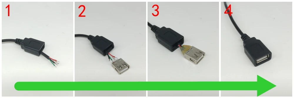 A 타입 여성 USB 4 핀 플러그 소켓 플러그, 검정색 플라스틱 커버 타입-1 개 DIY 키트, 10 개