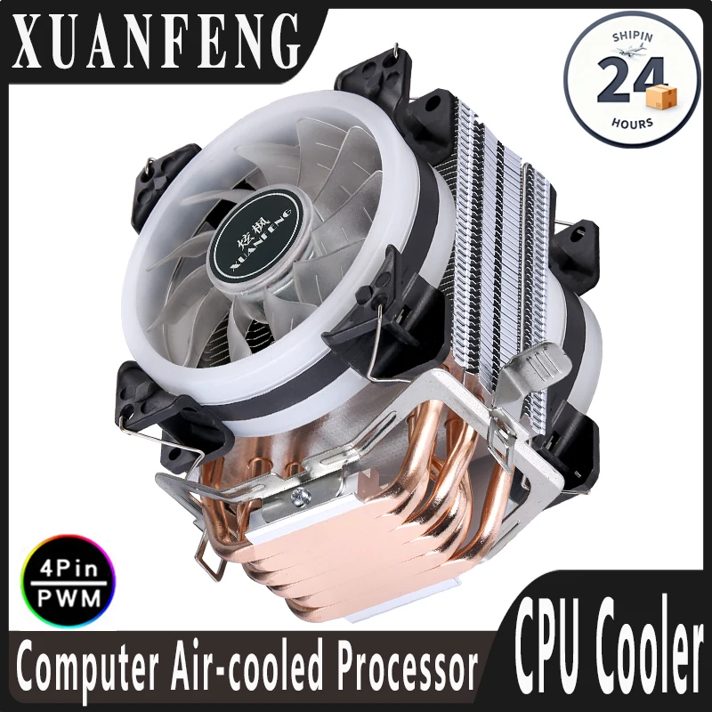 2/4/6 Heat Pipe PC Processor CPU Cooler 90mm Fan 4Pin/PWM Air-cooled Install LGA115x 1200 1700 2011 X79 X99 2066 AMD AM3 AM4 AM5