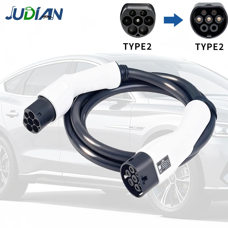 WEISHUN 22KW EV Cable Type2 To Type2 Ev Charging 32A EV Cable Type2 Female To Male Plug EVES Charging Stations 3/5/10M Cable