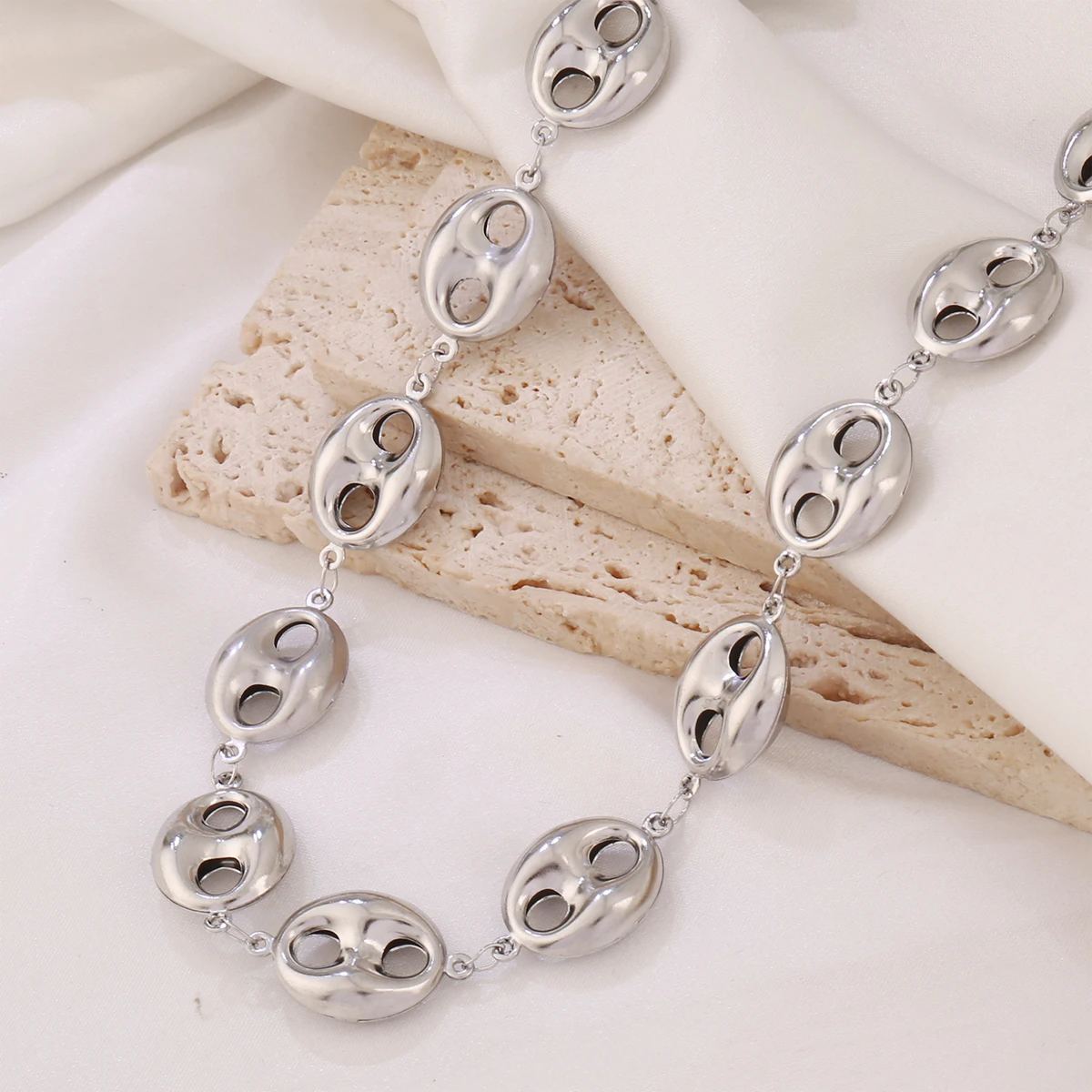 316L Stainless Steel Coffee Bean Chain Necklace For Women Fashion Gold Color Coffee Bean Charms Chain Necklaces Femme Jewelry view 4
