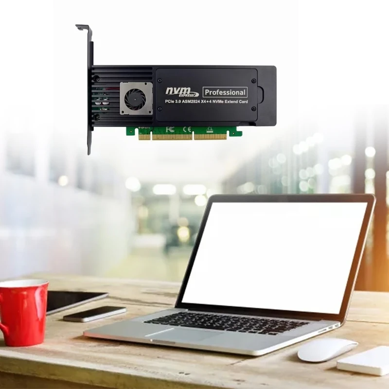 Adaptor Konverter Hard PCIE Kartu Ekspansi 4-Port M.2 NVMe PCIE X16