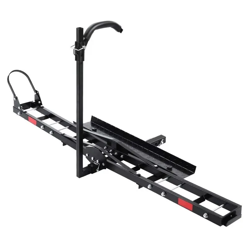 【2026】TD-1004-3 Hitch Mount Motorcycle Carrier Stand With Self  System And Loading Ramp For Car, Truck With 2 Hitch Receive