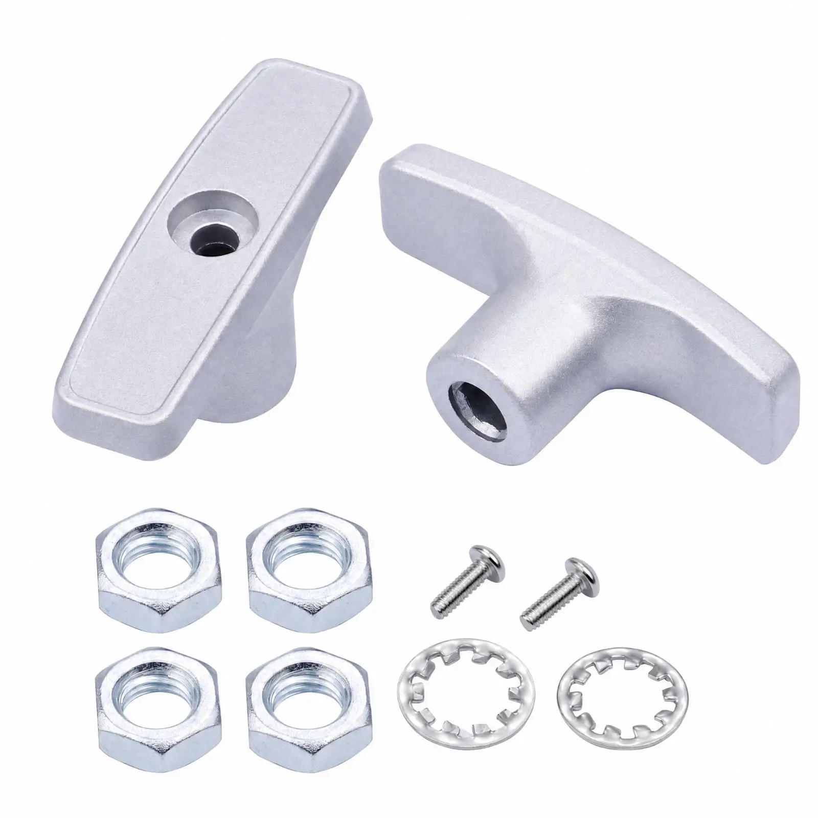 RV Faucet Valve Handle Metal T Style Waste Replacement Part with Rounded Edges and Threaded Nuts