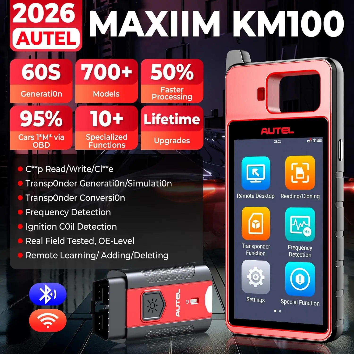 Autel KM100 KM100X KM100E Universal Smart Fob Programmer Key Programmer V200 Universal Key Generator Free Update Lifetime