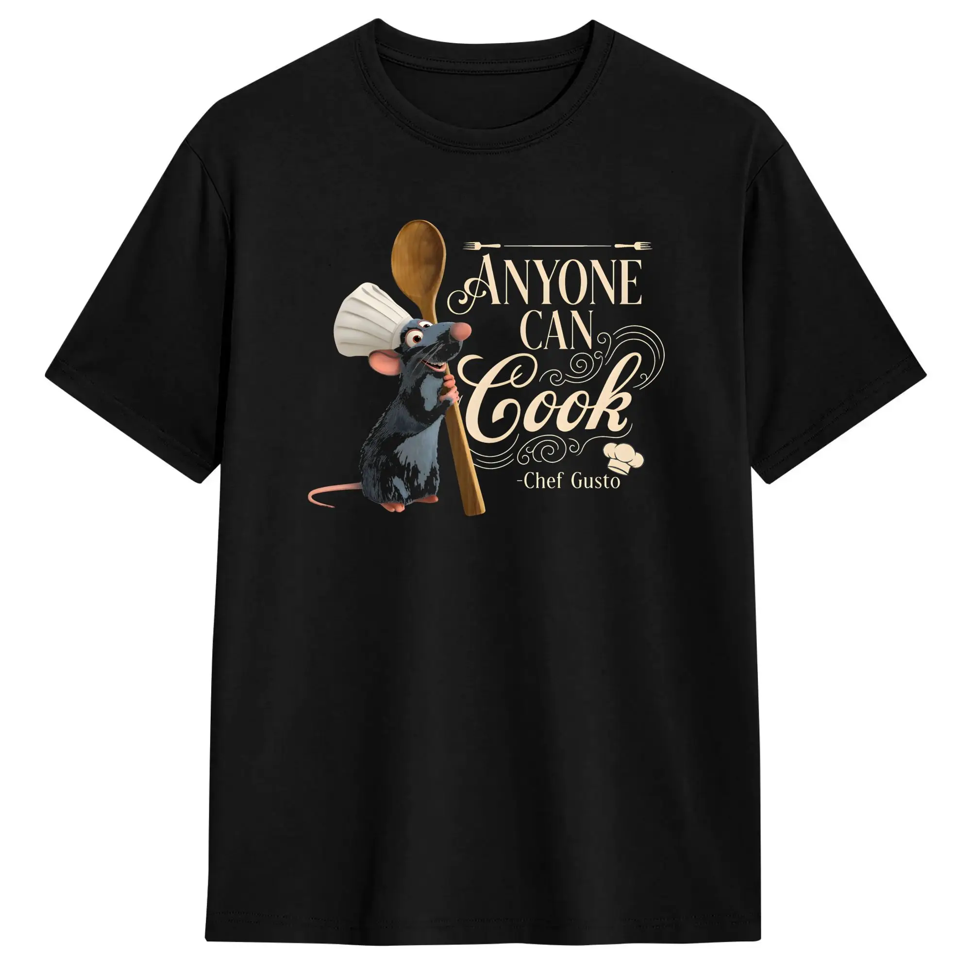 Ratatouille T-Shirt Men Chef Rat Cooking Awesome Cotton Tee Shirt Round Neck Short Sleeve T Shirt Big Size Tops