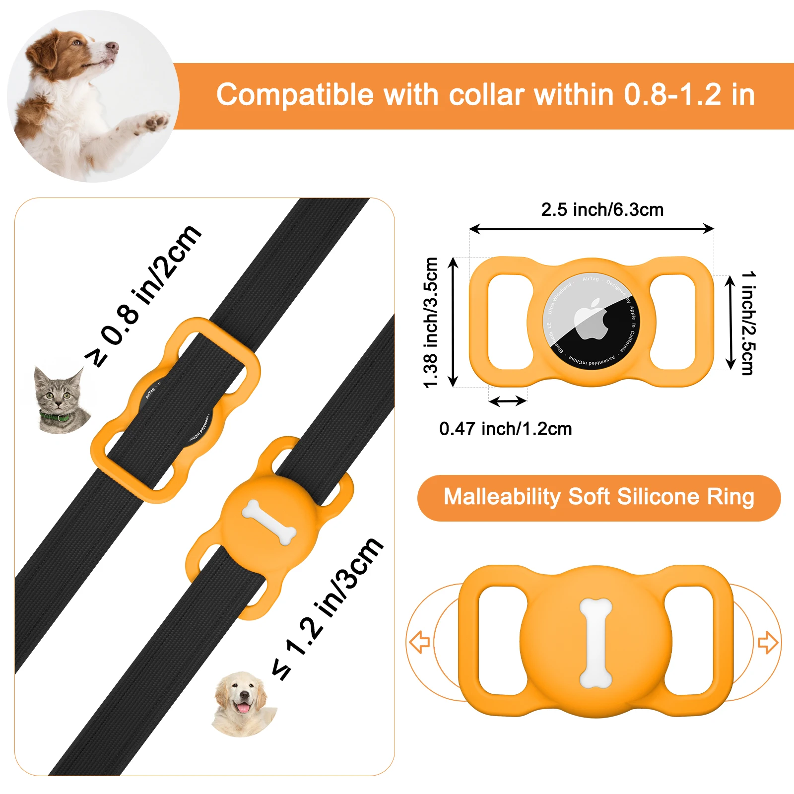 Silicone Protective Sleeve For Apple Airtags Case Pet Dog Cat Positioning Tracker Collar Cover Anti-lost Protective Cover
