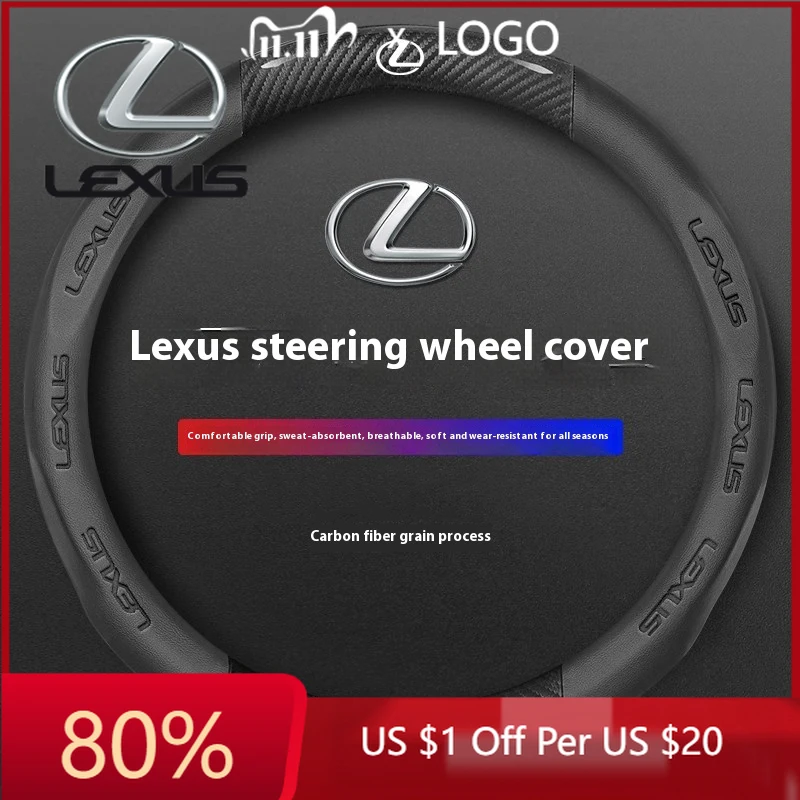 

2026 Hot Interior Stickers Car Carbon Fiber Leather Steering Wheel Cover For Lexus F Sport ES200 ES300 RX300 LS500h GS300 IS300
