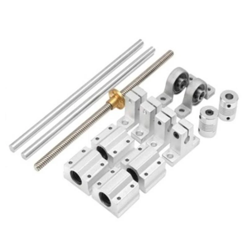 R53C 15-in-1 400mm Horizontal Optical & Shaft Coupling & T8 Screw Double Shaft Support Pillow Block Bearings