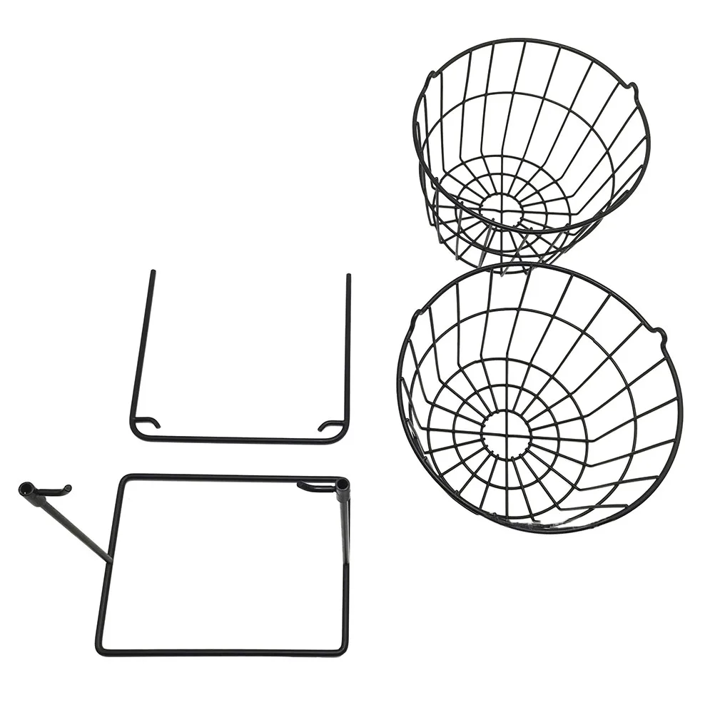

Double layer Storage Basket Black Iron Fruits Rack Easy Clean Disassemble Assemble Fruit Vegetable