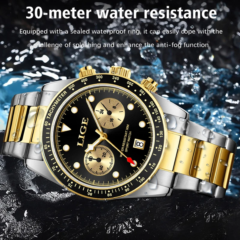 LIGE Men Watch Casual Quartz Wrist Watch Male Luxury Waterproof Stainless Steel Watches for Men Date Luminous Clock Reloj Hombre