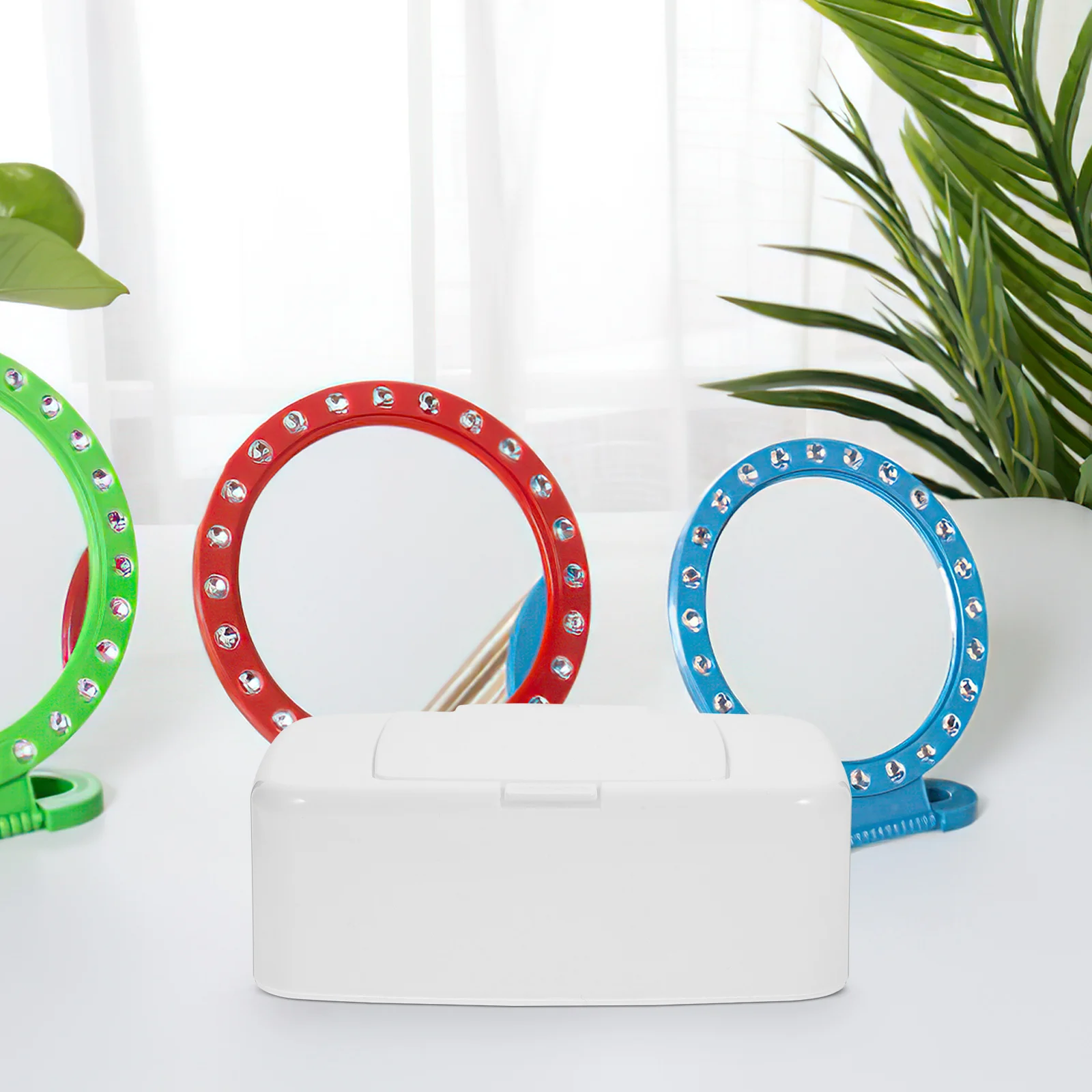 

2Pcs Button Wipes Dispenser Plastic Portable Tissue Box Refillable Travel Nursery Storage Container Wipes Dispenser