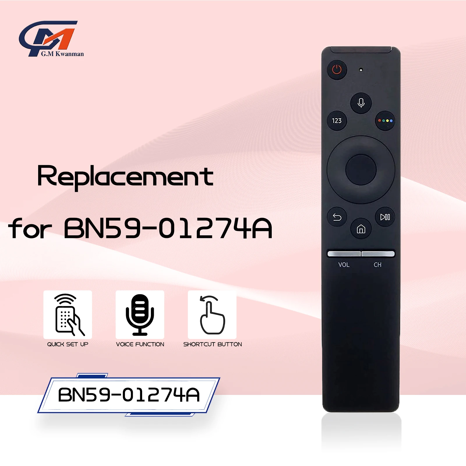 BN59-01274A Replaced Voice Remote fit for Samsung TV UN40MU6300F UN43MU6300F UN55MU6300F UN50MU6300F UN65MU7000F UN49MU6500F UN5