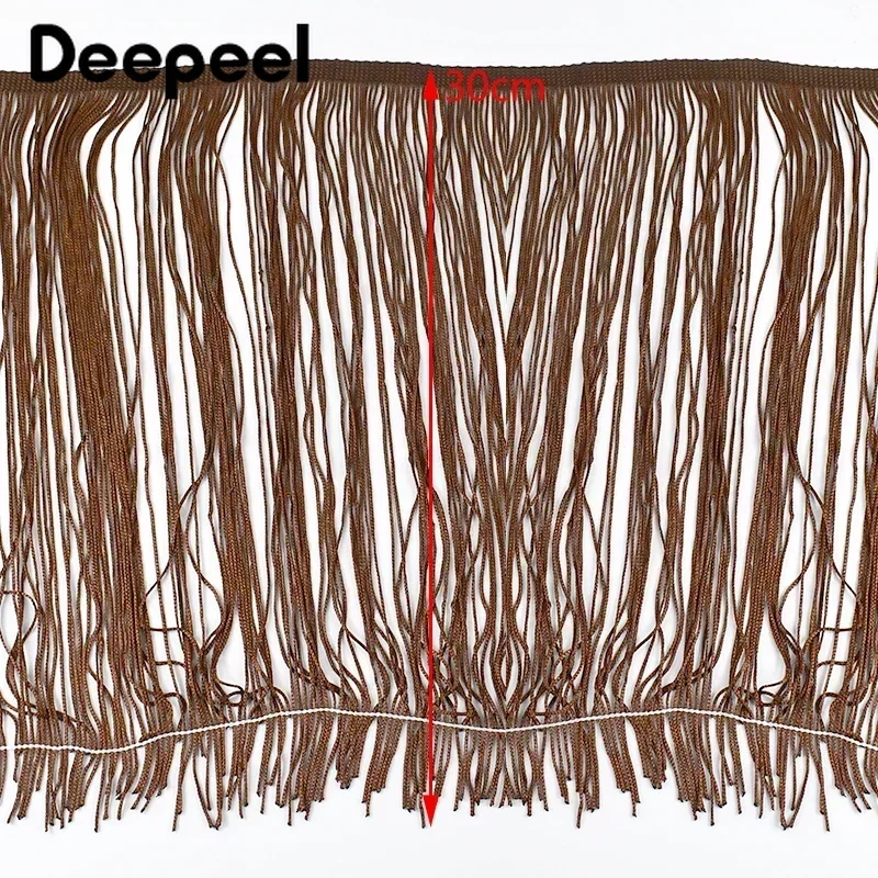 Deepeel 5/10Meters 30cm Colored Tassel Fringe Trim Woven Lace Ribbon Fringes for Sewing Clothes Stage Latin Dance Dress Fabric