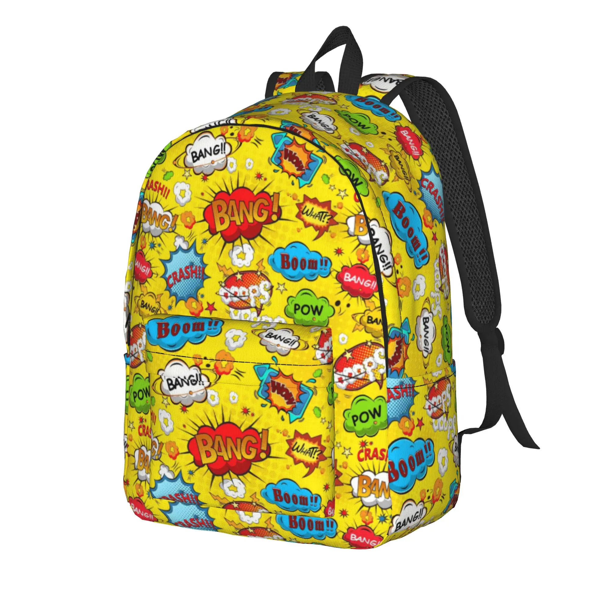 Comic Speech Bubbles   ()(4) Backpack Student  Breathable Backpacks Polyester Modern School Bags Travel High Quality Rucksack
