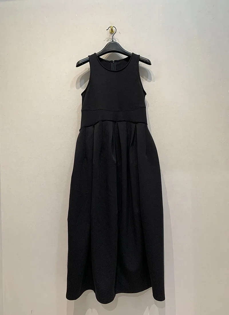 Japanese Elegant Casual Fashion Women Dress O-neck Sleeveless Tank Tobe 2024 New High Waist A-line Vestidos De Mujer Moda