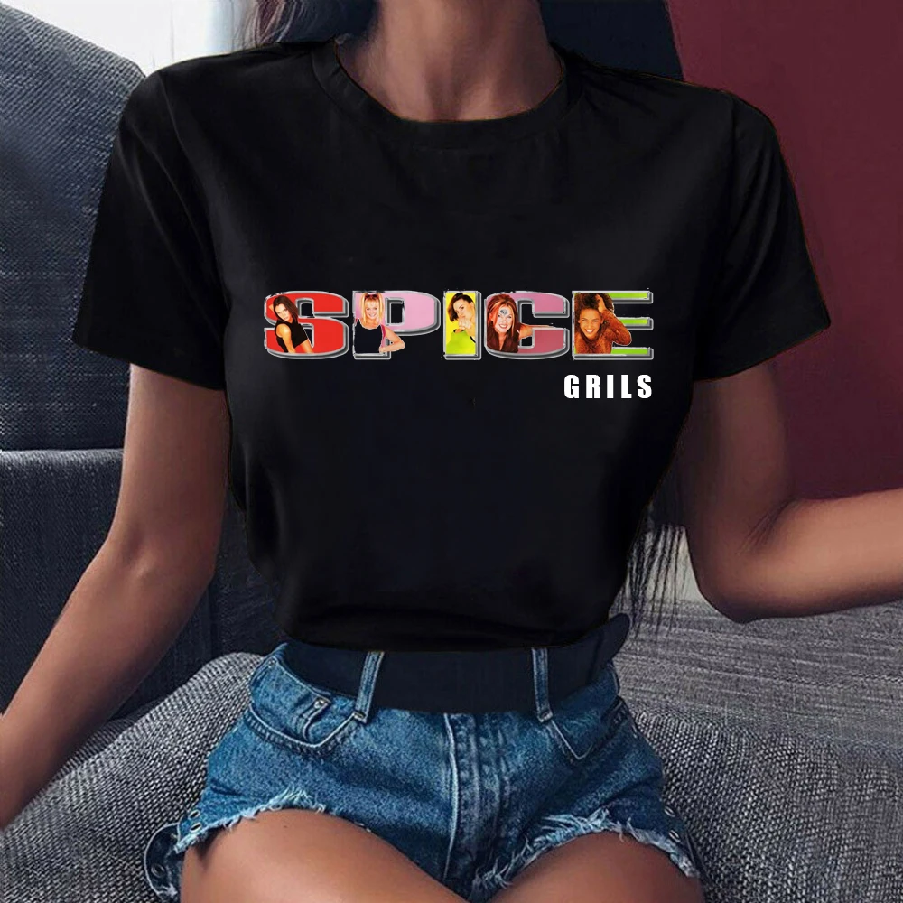 

New Cool Spice Girls T-Shirt Women T Shirt Maiden Tops Letters Print Graphic Tee Shirt Female Streetwear 90s Tumblr Clothes