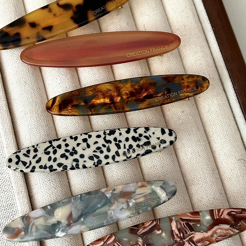 Simple Acetate Hair Clip Side Pins Tortoise Shell Colorful Barrettes Oval Shape Geometric Hairpin Women Hair Accessories