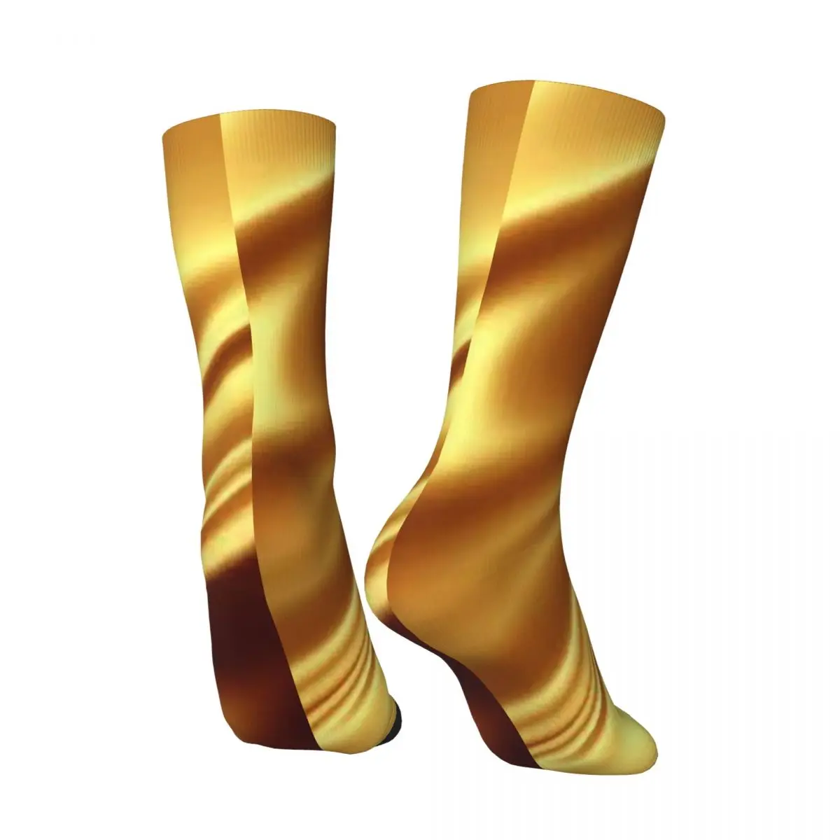 All Seasons Golden Fabric Geometric Wave Pattern Socks Harajuku Sport Middle Tube Socks Funny Stockings for Men Women