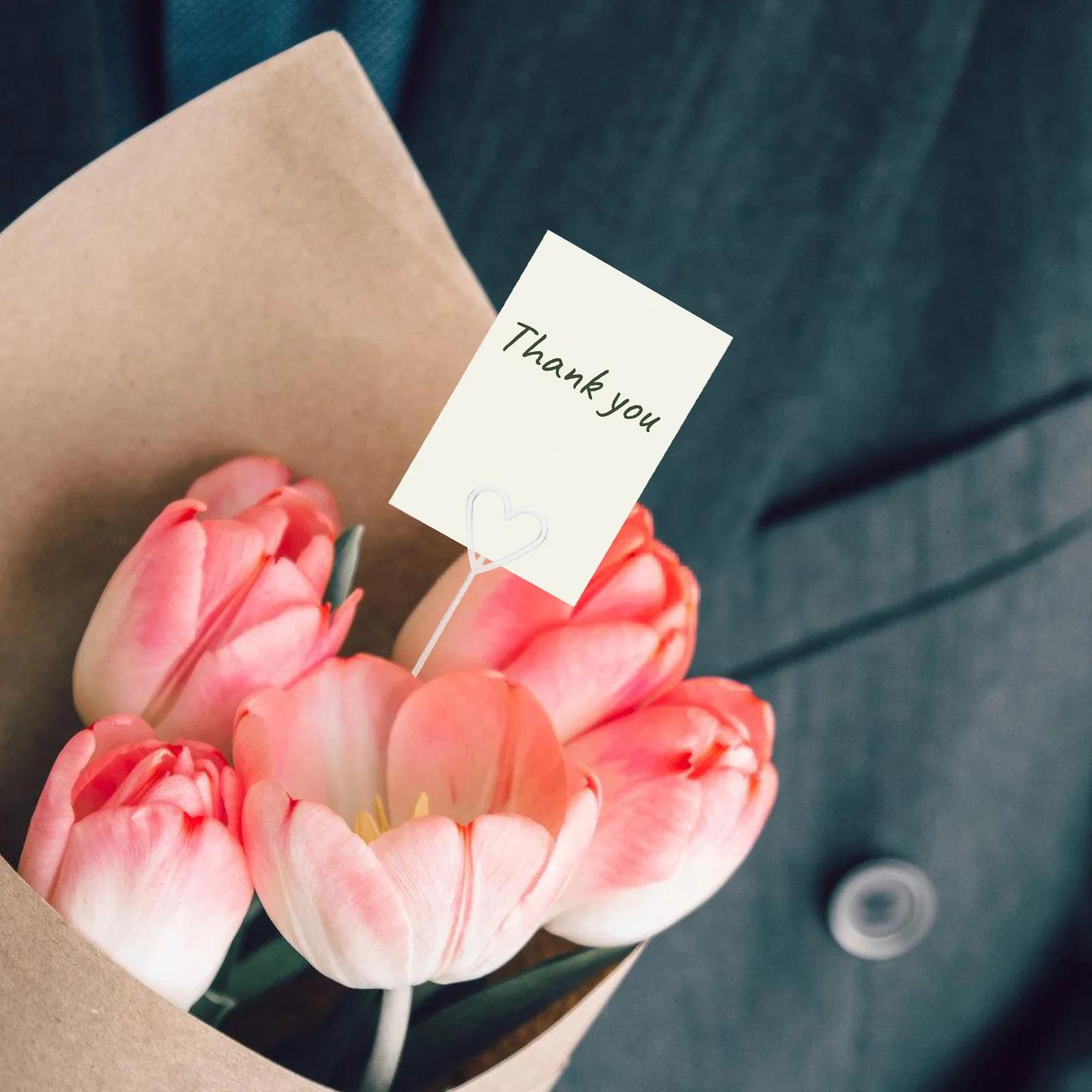 80Pcs Clear Plastic Floral Pick Card Holders Flower Sticks for Greeting Cards Bouquets Wedding Decoration Supplies