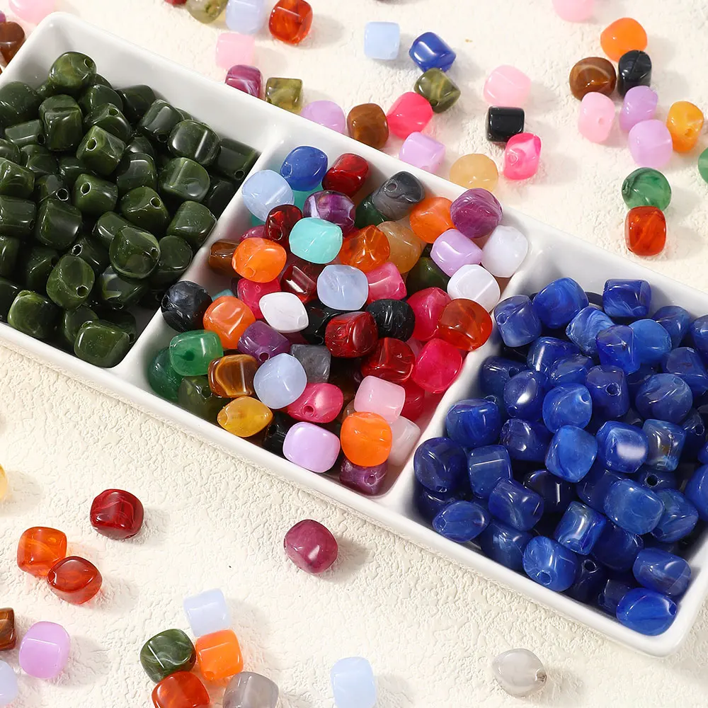 50 Stück Acrylperlen in verschiedenen Farben, 11×8 mm, unregelmäßige glänzende lose Abstandsperlen für die Schmuckherstellung, DIY-Armband- und Halskettenzubehör – Detail 7