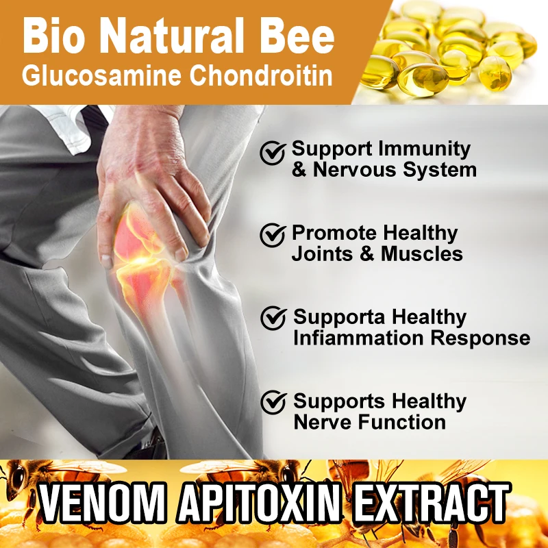 Bio Natural Bee Glucosamine Chondroitin Capsules Support Immunity & Nervous System Promote Healthy Joints & Musdes Joint Pain