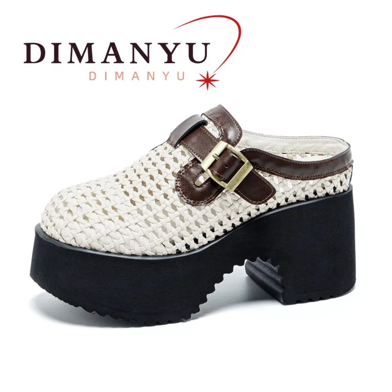 

Women's Summer Slippers Mesh Holes 2026 New Women's Platform Mules 9cm High Heel Woven Slippers Women