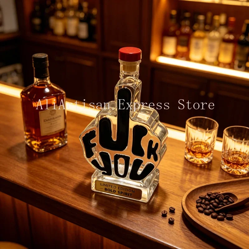 Novelty Middle Finger Glass Whiskey Decanter, Airtight Liquor Bottle, Unique Home Bar Decor Creative Gift For Bar Enthusiasts
