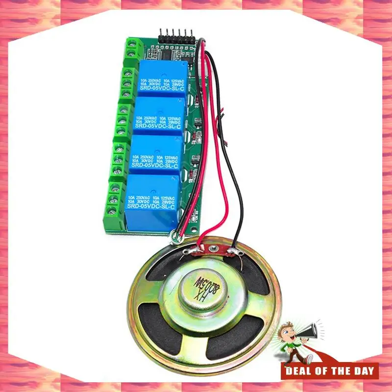 

24-часовая доставка, интеллектуальный модуль распознавания голоса AI, 4-канальный автономный модуль переключателя голосового управления, поддержка пользовательского голоса для DIY