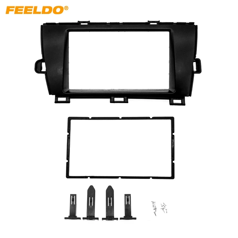 

FEELDO Car 2Din Stereo Dash Refitting Fascia Frame Adapter For Toyota Prius (LHD) 2009+ Radio Plate Frame Trim Kit #AM4875