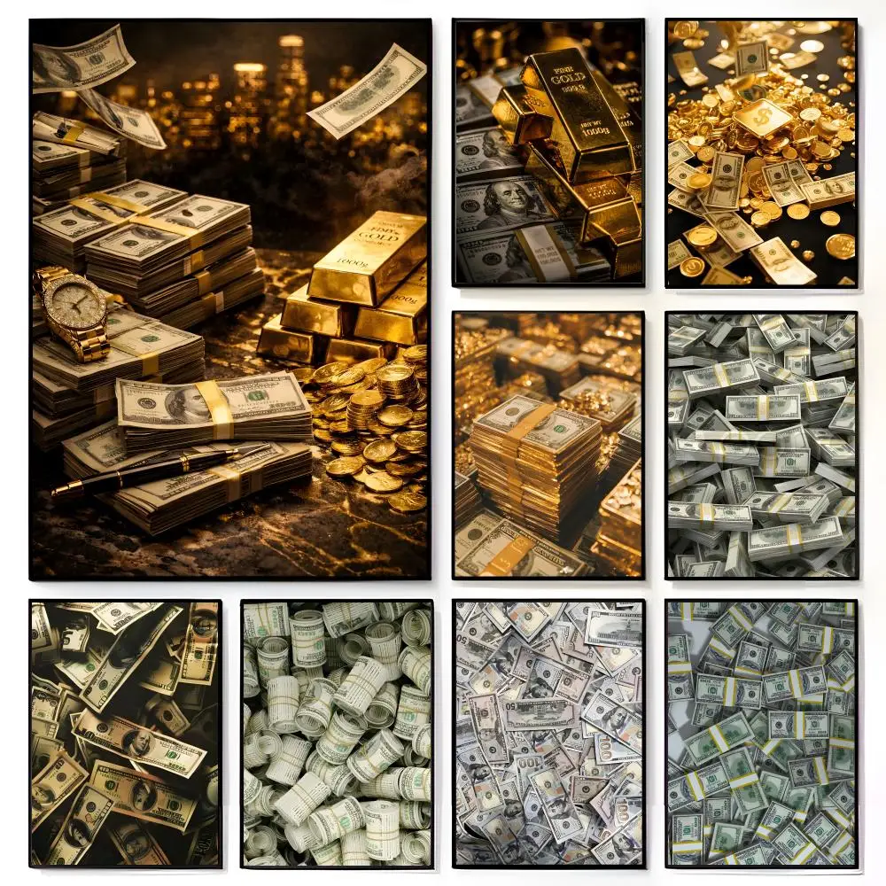 Concept U.S. Dollars and Gold Poster American Film Mural Home Childrens Room Wall Decor Print