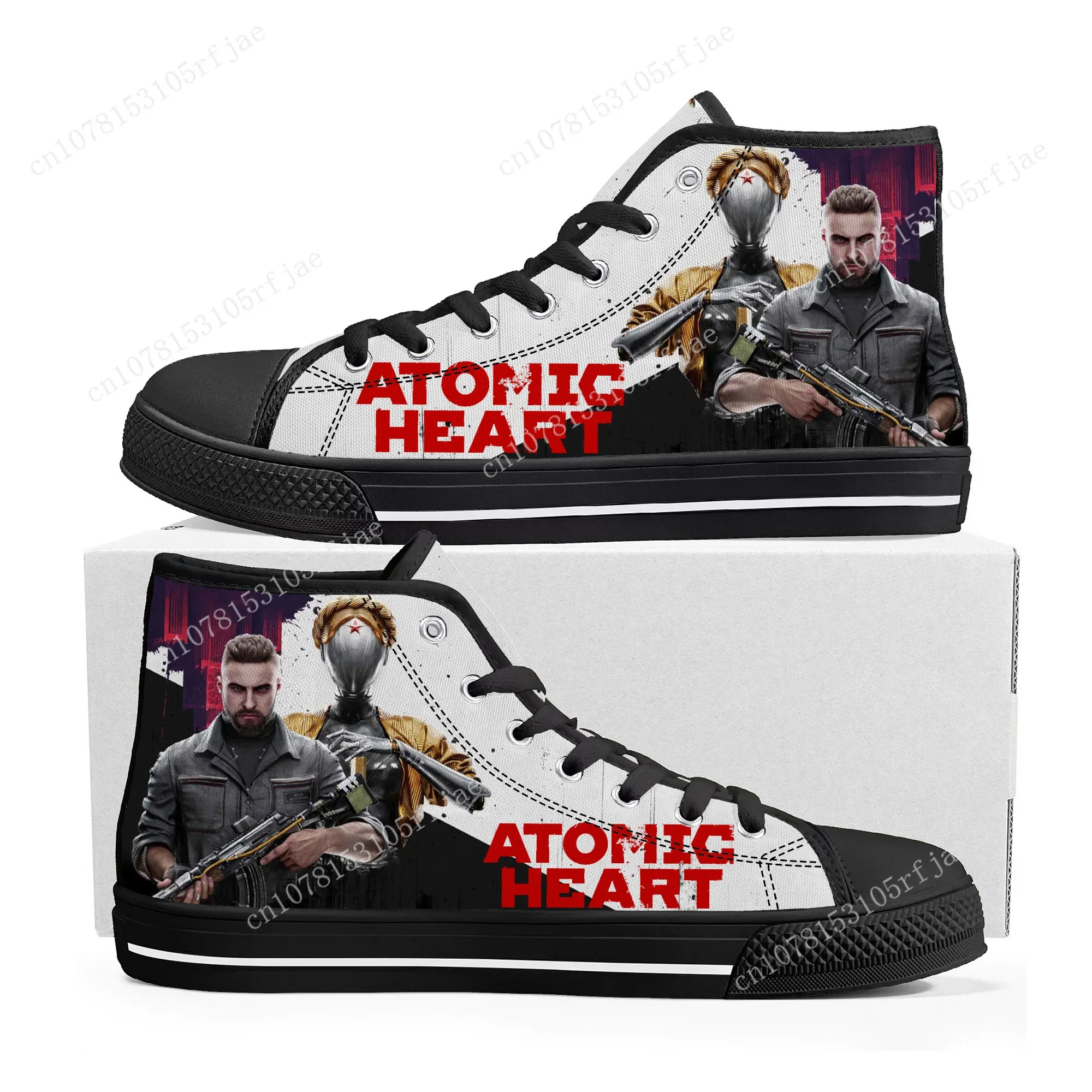 

Atomic Heart High Top Sneakers Cartoon Game Mens Womens Teenager High Quality Canvas Sneaker Fashion Custom Built Couple Shoes