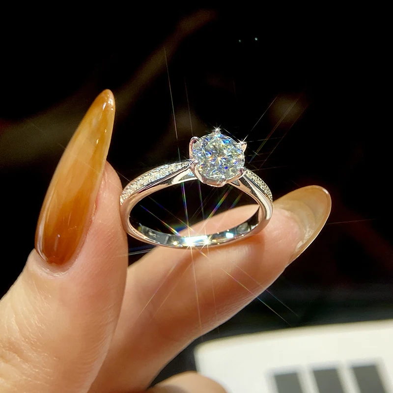 

Stylever настоящие кольца с муассанитом 0,5 карата и бриллиантами для женщин, свадебные кольца из стерлингового серебра 925 пробы, высокое качество, ювелирные изделия