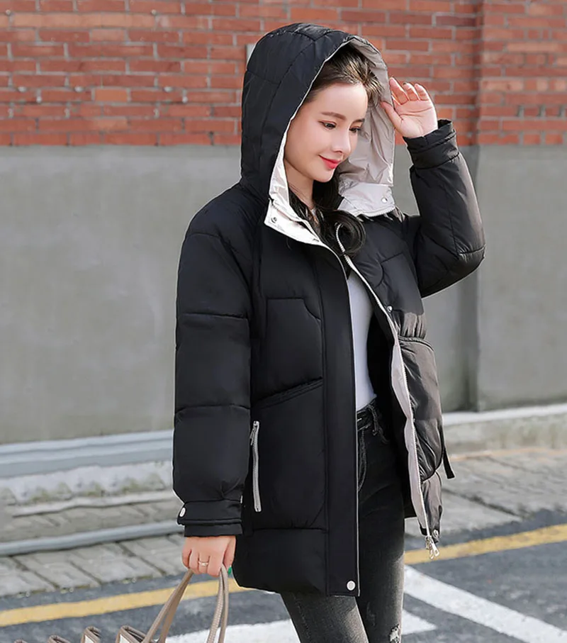 2022 Womens Winter Thick Hooded Down Jacket Cotton Long Warm Padded Parka For Women Plus Size 2XL Winter Coat