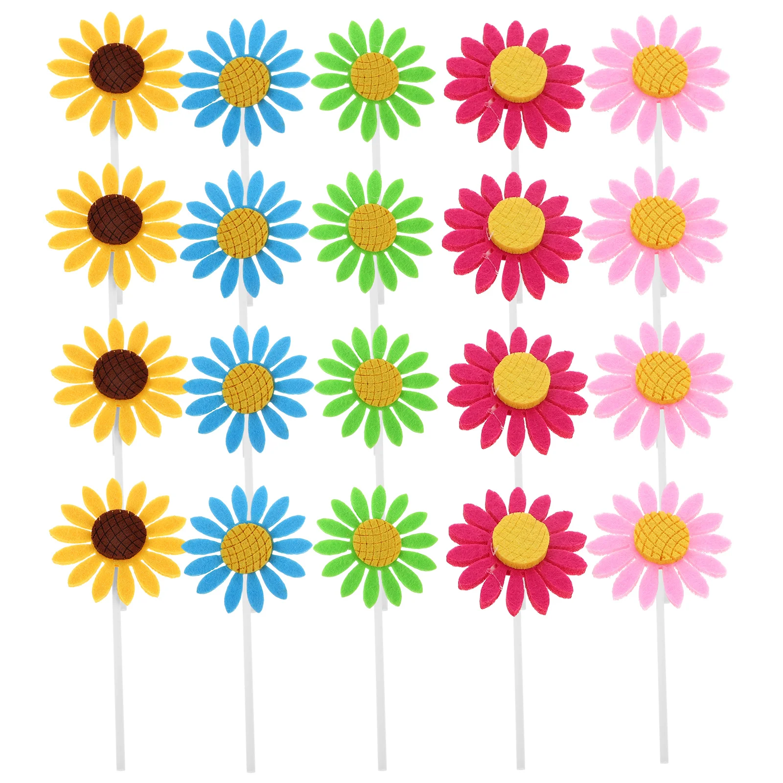 

100 Pcs Small and Fresh Birthday Cake Decoration Felt Sunflower Cupcake Toppers