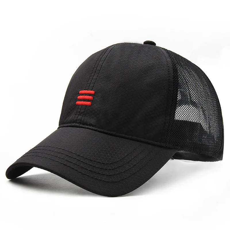 

Brand Plus size Men's Fast Dry Baseball Cap Casual Plain Color Mesh Net Breathable Snapback Caps for Women Bone Gorras Dad Hat
