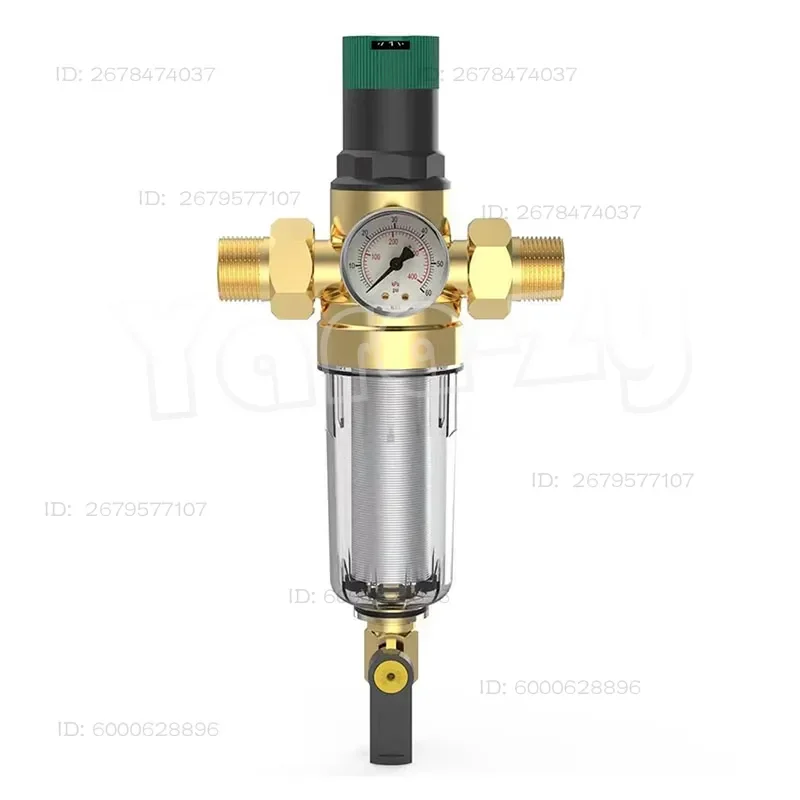 Pressure Reducing Valve Brass Pre-Filter Pipe Large Flow Whole House Water Pressure Regulation Water Purification Accessories