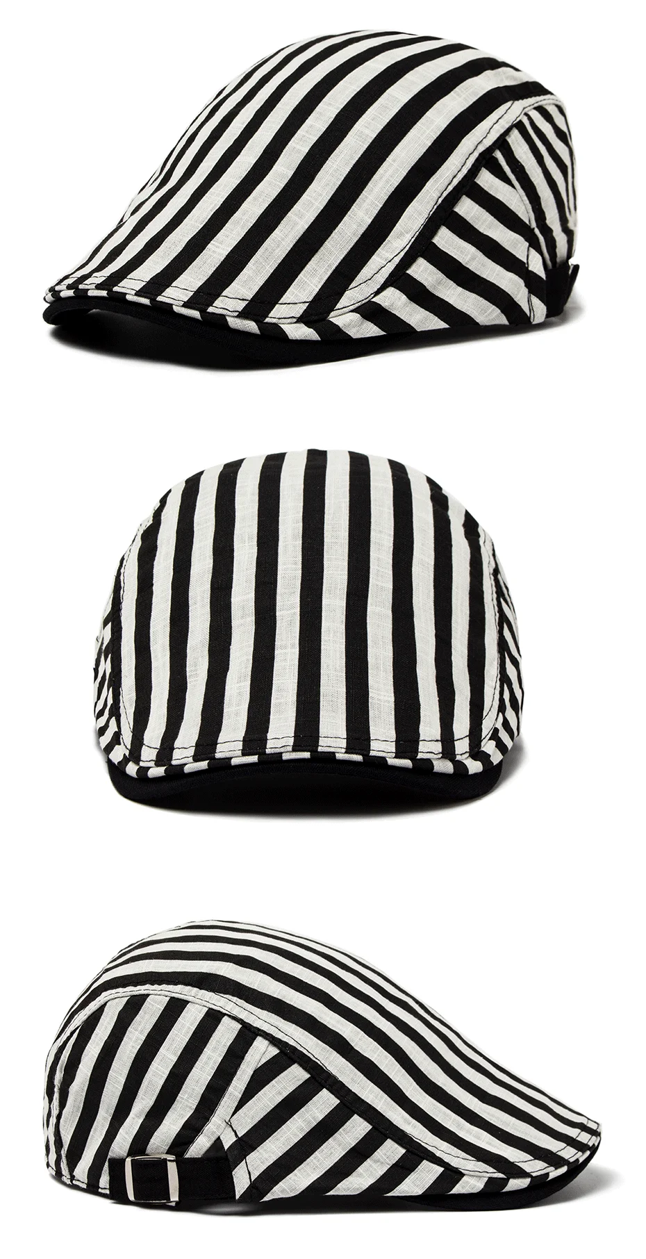 CNTANG Baskenmütze Hut Männer Vintage Streifen Plaid Baumwolle Visier Flache Kappe Lässige Mode Sonne Kappen Für Frauen Sommer Berets Dünnen Stil Neue – Detail 6
