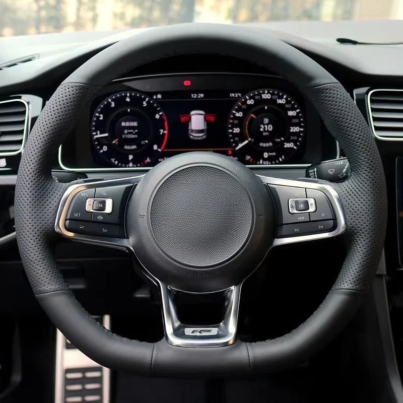 

Hand-Stitched Non-slip Nappa Leather Steering Wheel Cover For Volkswagen VW Golf R Tiguan R Teramont X Tayron X Car Accessories