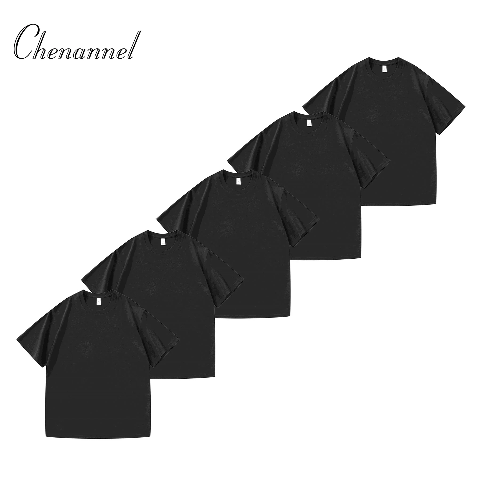 

Комплект из пяти предметов, 180 г, футболка с короткими рукавами из тяжелого чистого хлопка для мужчин, летняя мужская свободная белая однотонная футболка