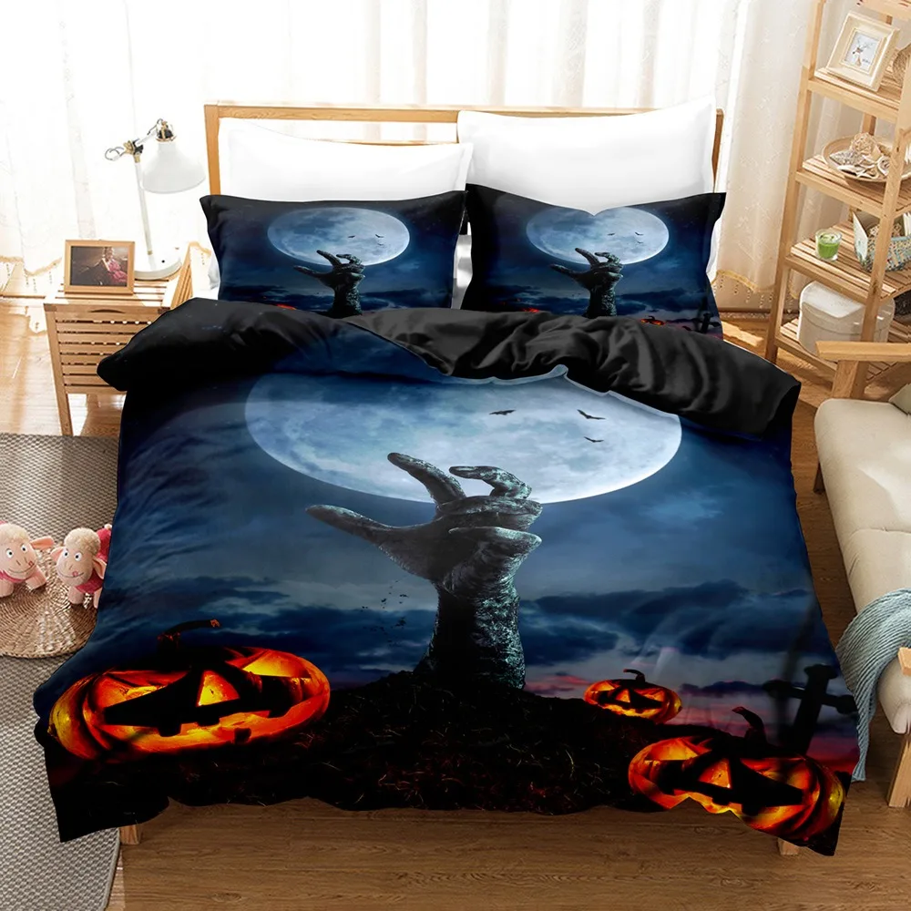 Halloween Flying Vampire Duvet Cover Halloween Bedding Set Pumpkin Quilt Cover Single Double King Bedclothes