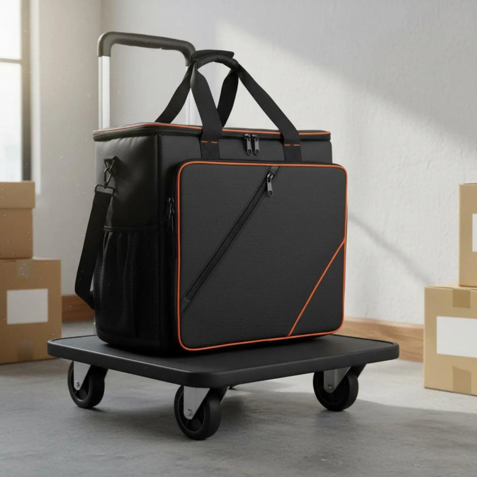 Computer Accessory Storage Bag for Desktop PC and 25 Inch Monitor with Shoulder Carry and Trolley Design