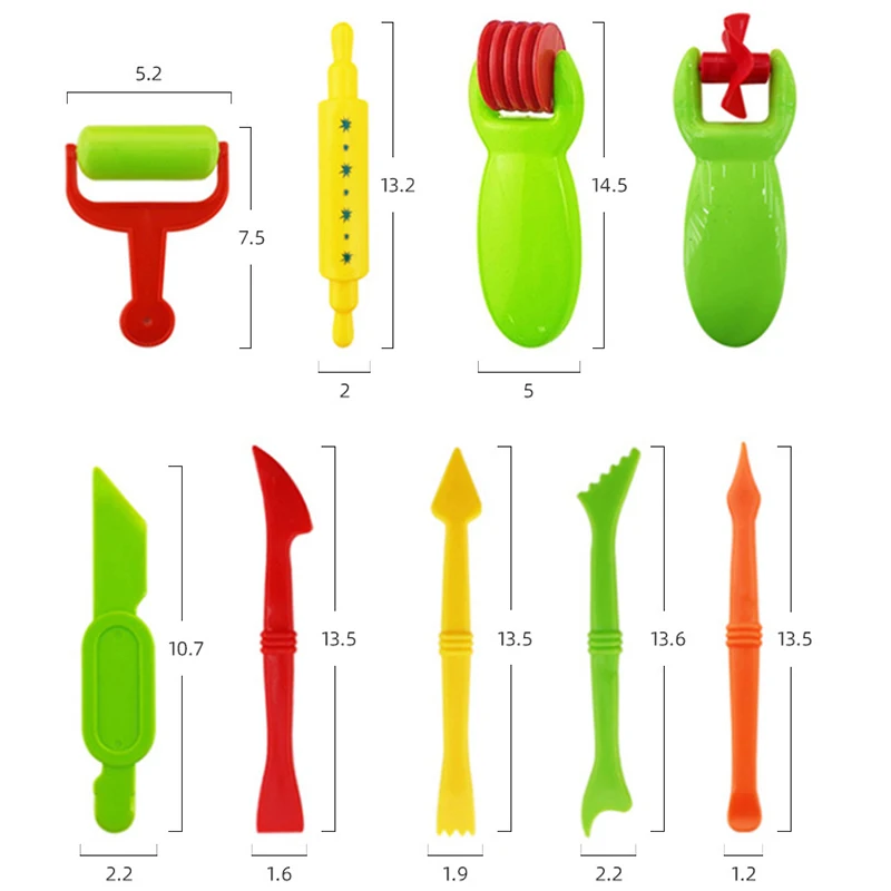 23pcs Clay Accessories With Various Plastic Molds Tools Set for Kids Rolling Pins Cutters for Children Playdough Tool