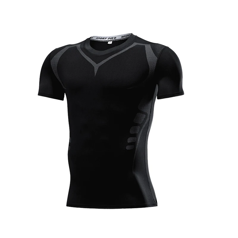 Short Sleeve Tee Compression Shirts Breathable Wicking Sports Top Men\'s T-Shirt Summer Bodybuilding Sport Outfit For Man Running