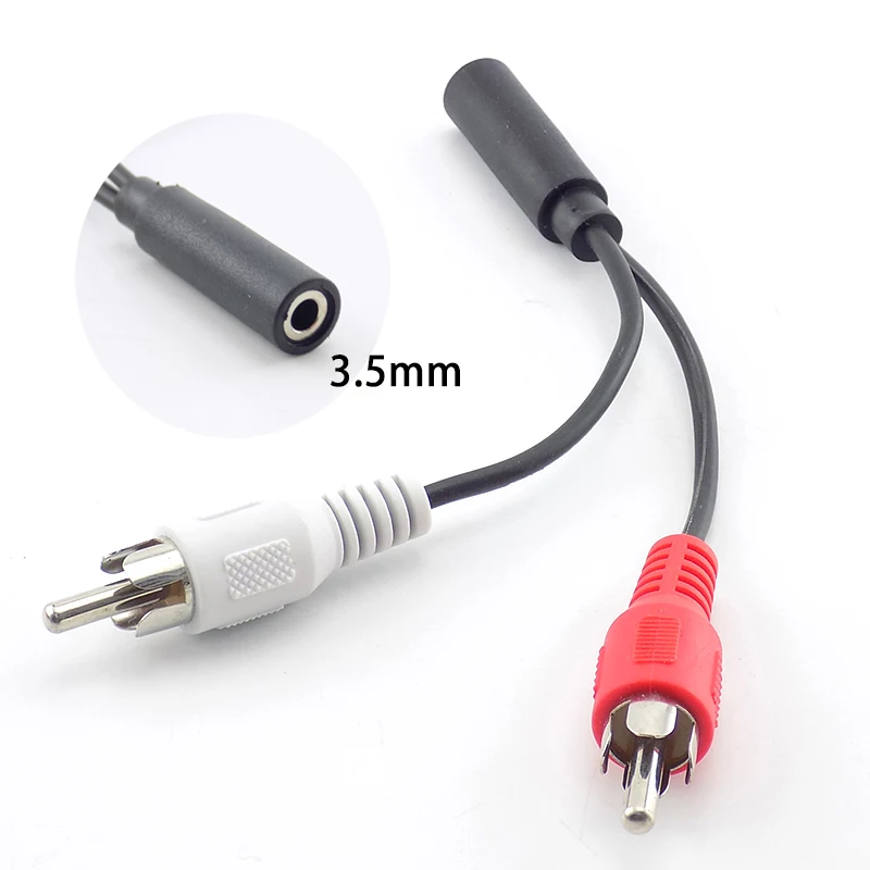 Cable de Audio de 3,5mm, Adaptador convertidor divisor RCA hembra a 2 macho, Cable de extensión Aux, línea de conversión de MP3/MP4 para ordenador portátil