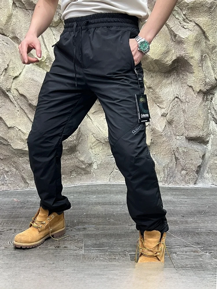 

High-End Outdoor Men's Thermal Windproof Casual Pants Busin Casual Sle Polyester Fiber Straight Leg Trousers