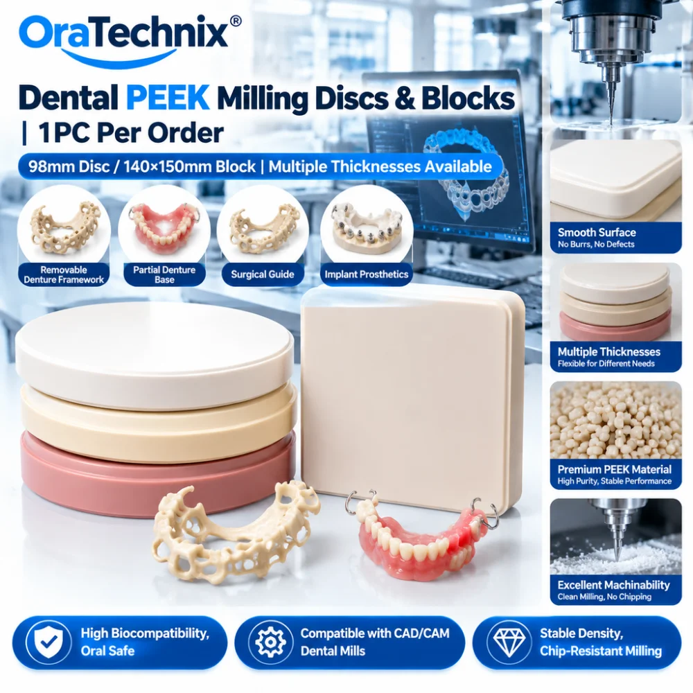 Dental CAD CAM PEEK Disc Square PEEK Block for Milling Implant Framework Removable Denture Telescopic Crown Dental Lab Material