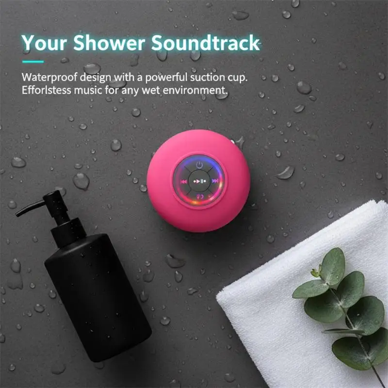 Loudspeaker Bluetooth Speaker Mini Shower Subwoofer Waterproof Handsfree With Suction Cup Mic For Bathroom Pool Beach Car Phone